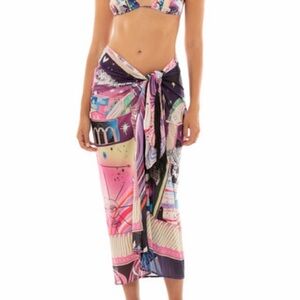 NWT Agua Bendita Marine Eter Multicolor Swim Sarong pareo wrap cover up